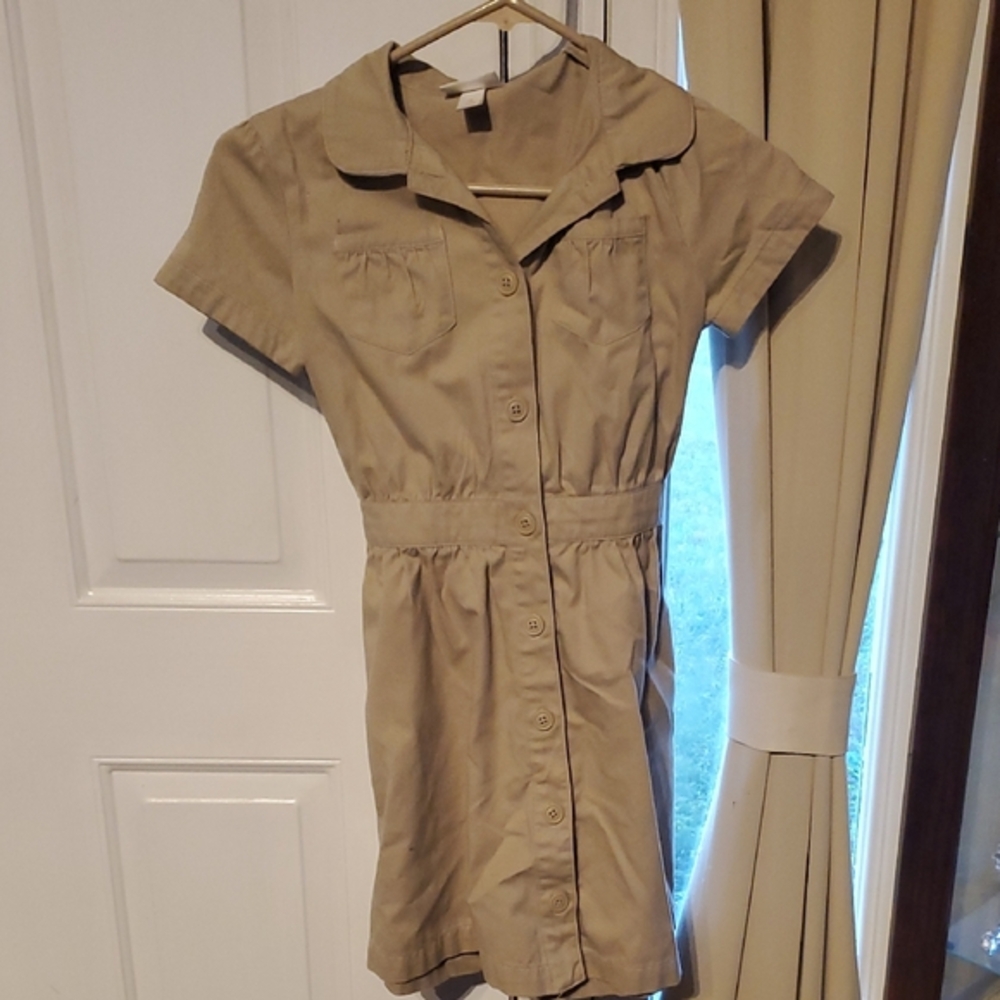 Cat & Jack Beige Button-Up Casual Dress
